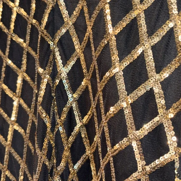 NWOT Forever 21 Long Sleeve Black Gold Diamond Pattern Sequence Mini Body - Picture 9 of 9